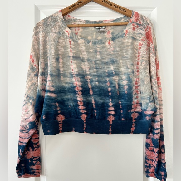 Hard Tail Tie-Dye Oversized Cropped Rayon Knit Sweater/ Top w Dolman Sleeves - Picture 1 of 14